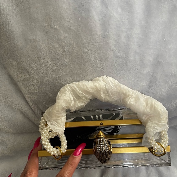 Kurt Geiger Clear Acrylic Clutch Bag with Pearl Handle - Picture 12 of 13